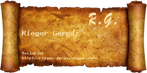 Rieger Gergő névjegykártya